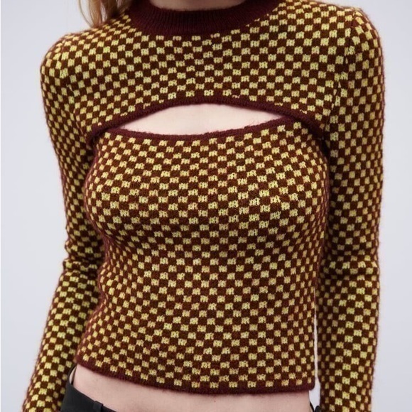 Zara Cut Out Jacquard Top - Picture 1 of 5